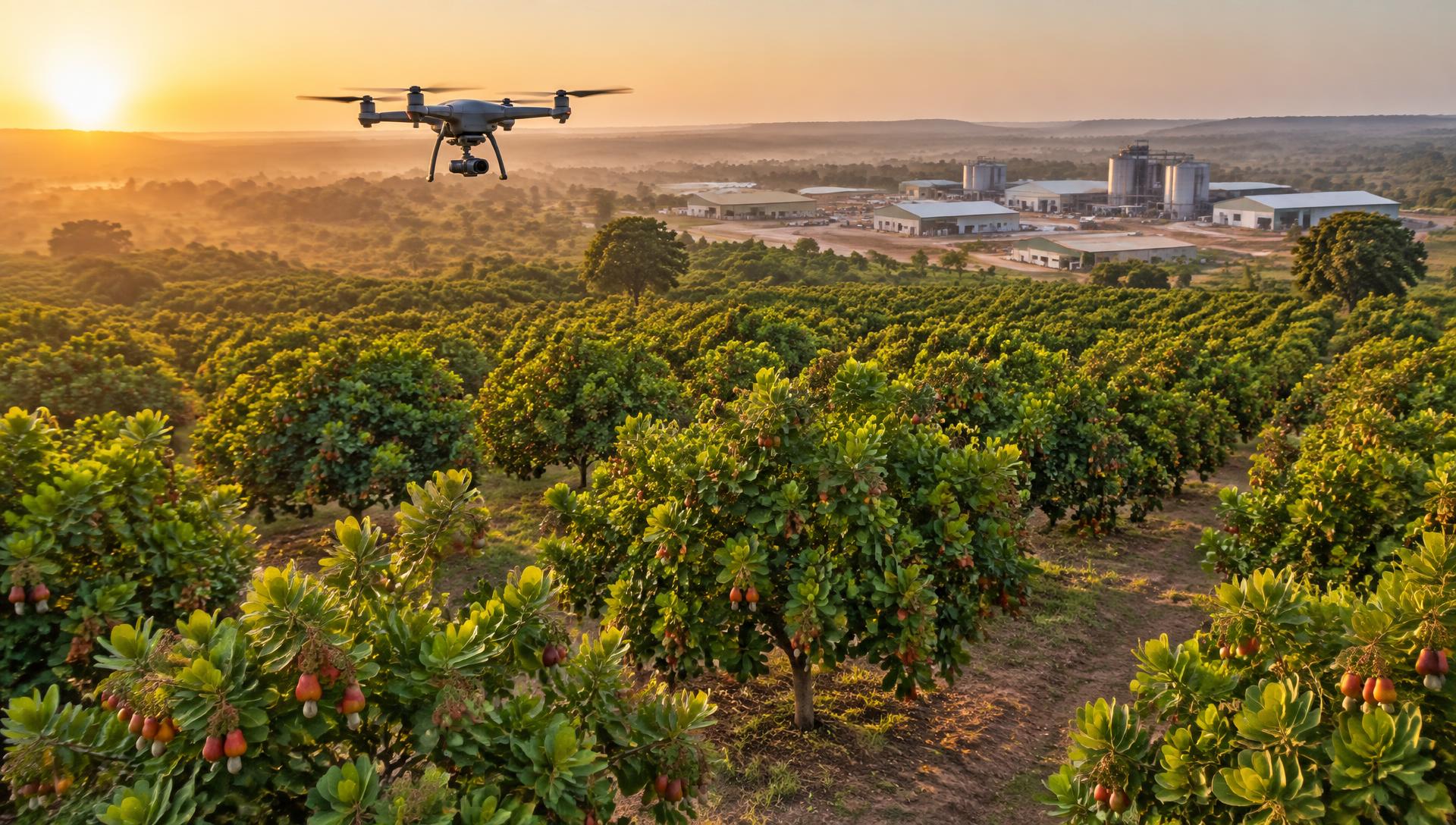 Verger d’anacardiers à Bondoukou survolé par un drone